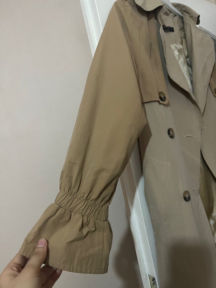 Bej Düğmeli  Kadın Trençkot - Görsel 2