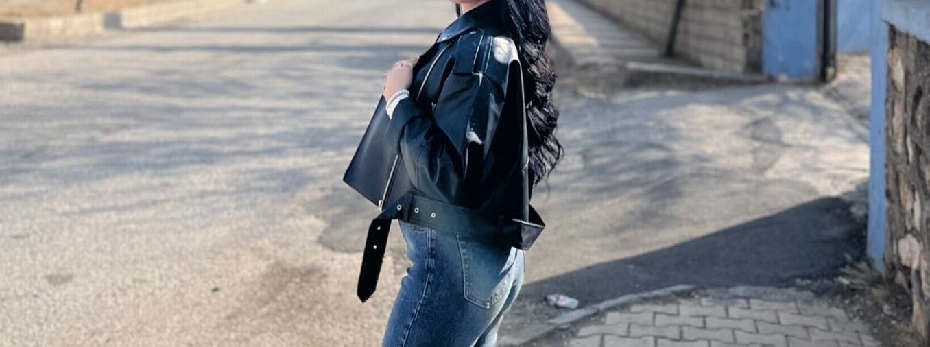 Kadın siyah  Deri Kemerli Ceket - Görsel 2