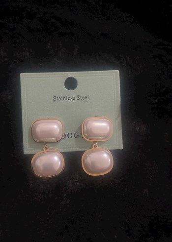 Brillo Sedef Detaylı Altın Mini Küpe - Görsel 2