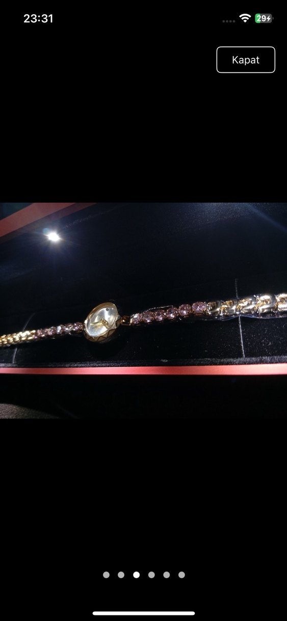 Zincir Detaylı Klasik Altın Kadın Saat pembe detaylı - Görsel 2