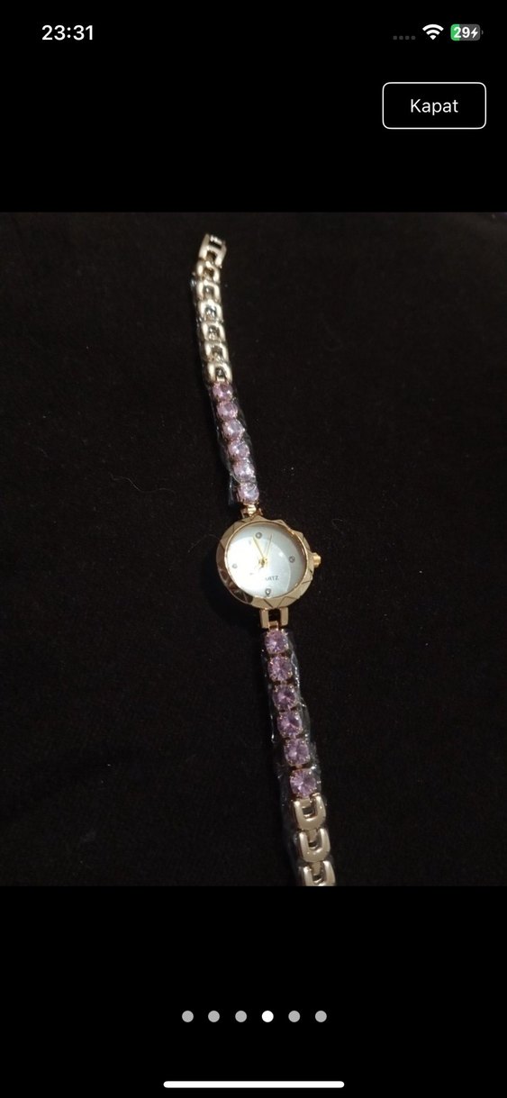Zincir Detaylı Klasik Altın Kadın Saat pembe detaylı - Görsel 3