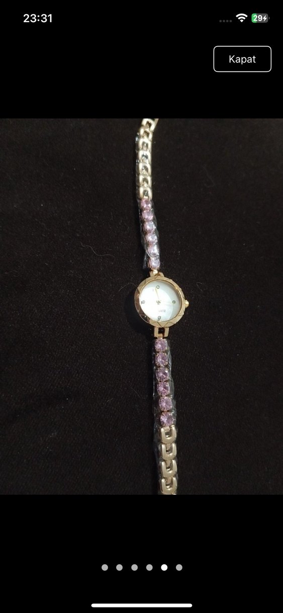 Zincir Detaylı Klasik Altın Kadın Saat pembe detaylı - Görsel 4