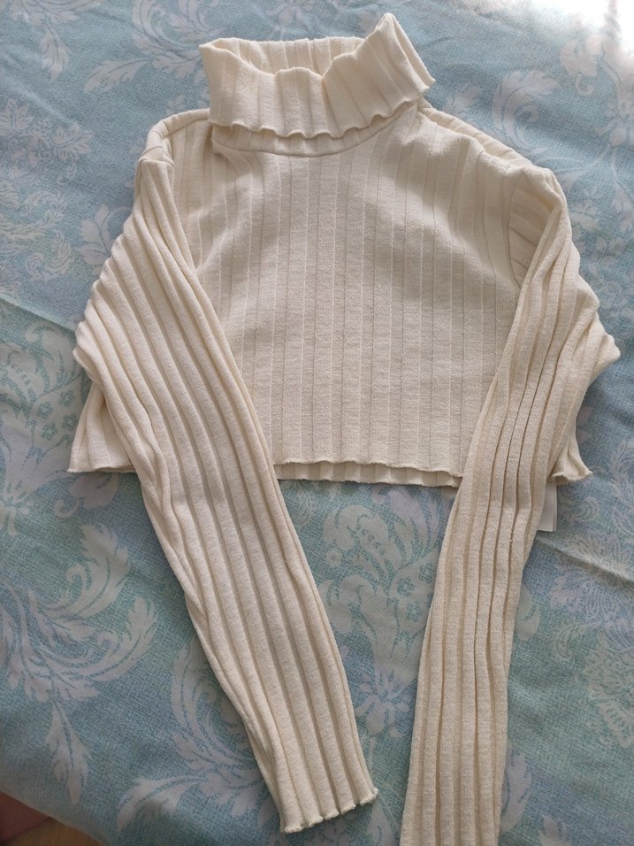 krem Triko Boğazlı Kadın Kazak - Görsel 2