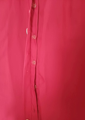 Bordo Düğmeli Uzun Kollu Gömlek - Görsel 5