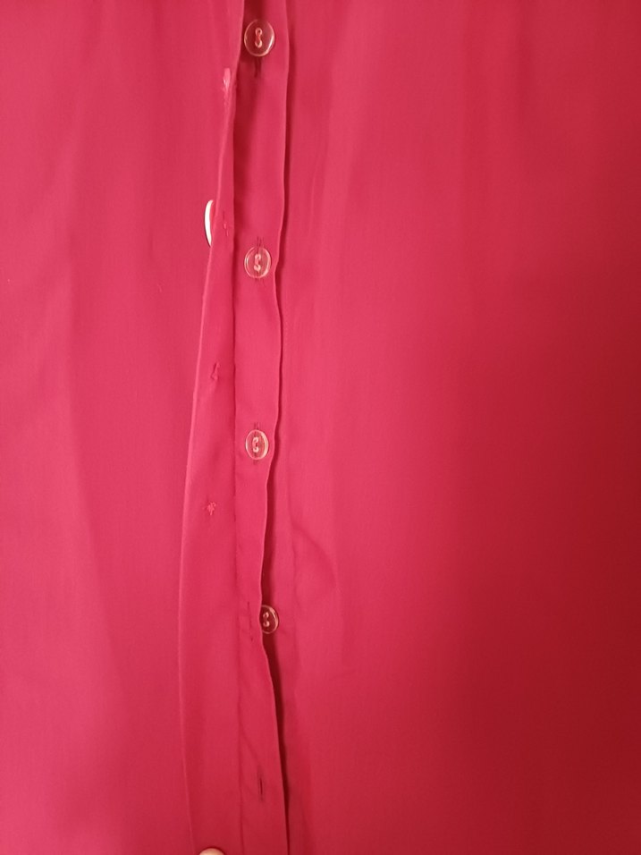 Bordo Düğmeli Uzun Kollu Gömlek - Görsel 5