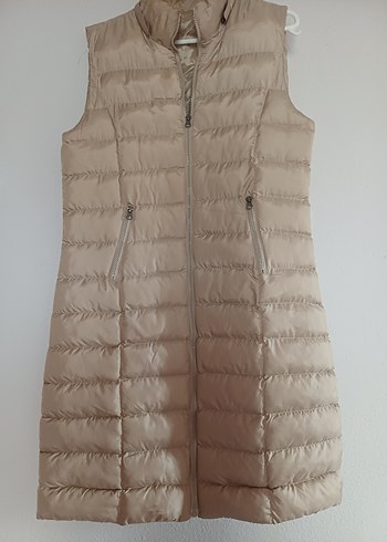 Bej Fermuarlı Kadın Midi Yelek - Görsel 2