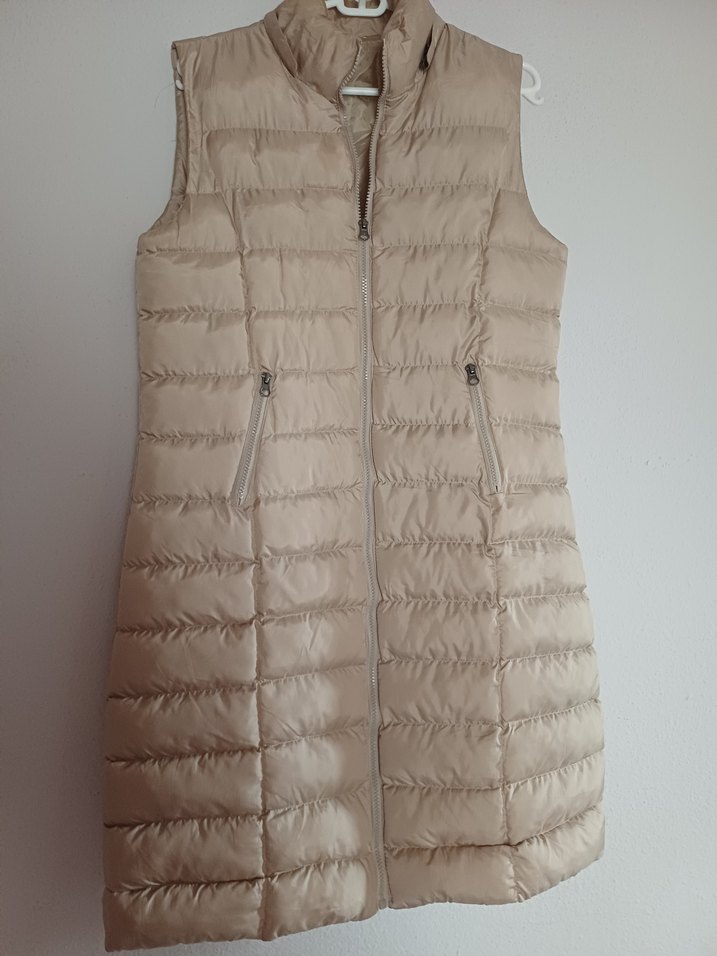 Bej Fermuarlı Kadın Midi Yelek - Görsel 3