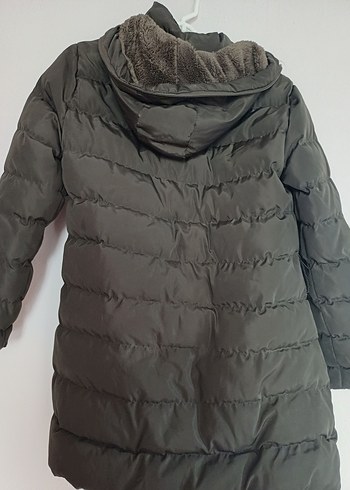 Düğmeli haki yesil Kız cocuk Mont - Görsel 5