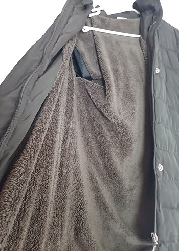 Düğmeli haki yesil Kız cocuk Mont - Görsel 2