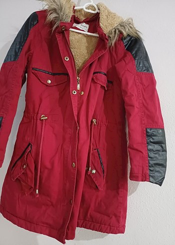 Bordo Kürklü Kadın Kışlık Mont - Görsel 2