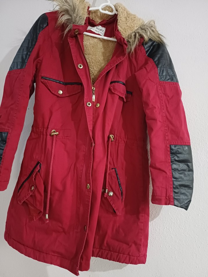 Bordo Kürklü Kadın Kışlık Mont - Görsel 2