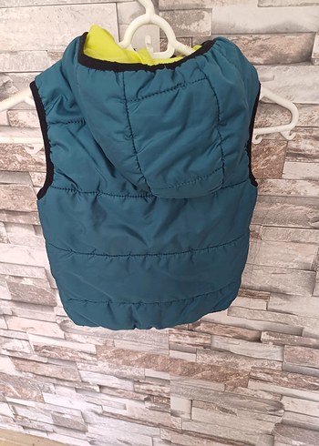 Mavi Kapüşonlu Fermuarlı Erkek Çocuk Yeleği - Görsel 3