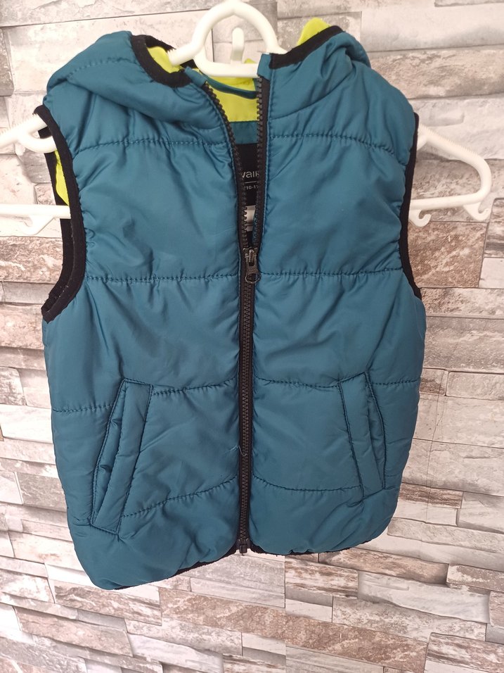 Mavi Kapüşonlu Fermuarlı Erkek Çocuk Yeleği - Görsel 2