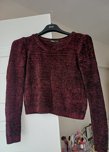 Bordo Kadın Örgü Uzun Kollu Triko