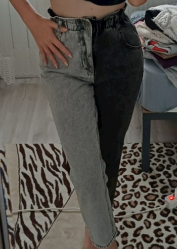 Addax Bağcıklı Gri Batik Desenli Salaş Jean