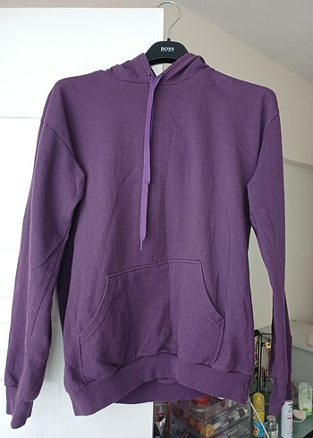 Mor Kapüşonlu Kadın Sweatshirt