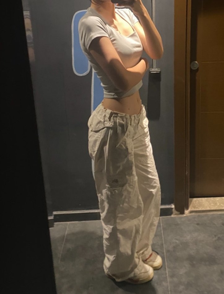 Kadın beyaz kargo pantolon - Görsel 3