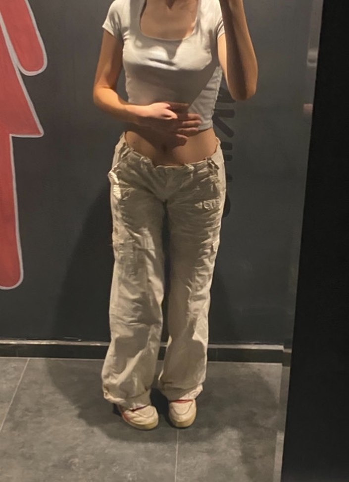 Kadın beyaz kargo pantolon - Görsel 2