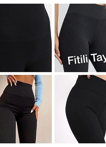 Diğer Siyah Toparlayıcı Yüksekbel Fitilli Tayt