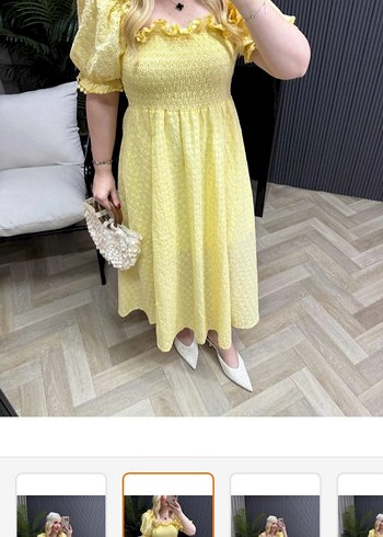 Trendyol & Milla Sarı Bohem Midi Elbise Fırfırlı Detaylı