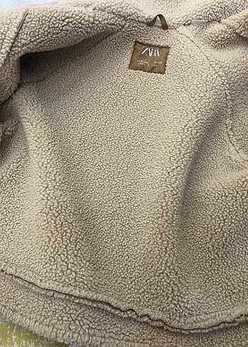 Kız Çocuk Bej Süet Kürk Detaylı Ceket - Görsel 6