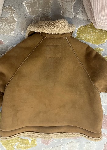 Kız Çocuk Bej Süet Kürk Detaylı Ceket - Görsel 5