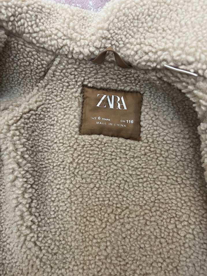 Kız Çocuk Bej Süet Kürk Detaylı Ceket - Görsel 2