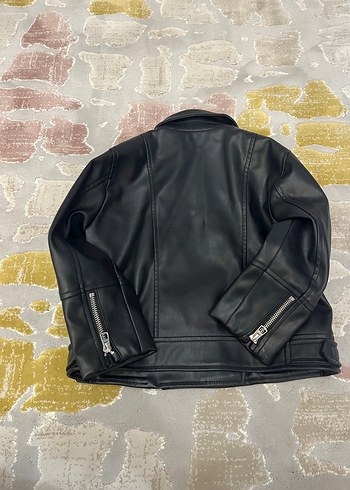 Çocuk Siyah Deri Biker Ceket - Görsel 5