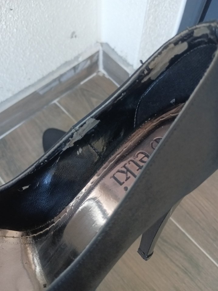 Platform topuklu saten ayakkabı. - Görsel 5