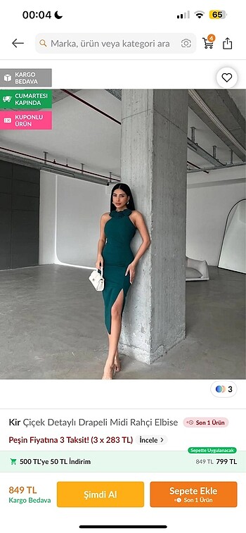 xl Beden Çiçek detay Midi Elbise