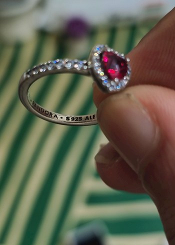 Orijinal Pandora Kırmızı Taşlı Kalp Yüzük - Görsel 3