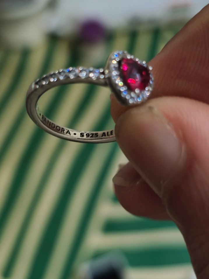 Orijinal Pandora Kırmızı Taşlı Kalp Yüzük - Görsel 3