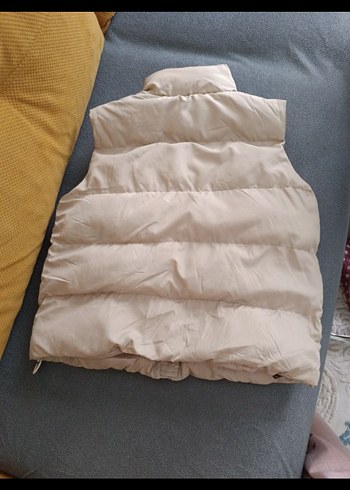 Fermuarlı Yüksek Yakalı Beyaz Kadın Yelek - Görsel 4