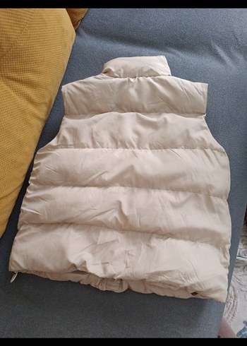 Fermuarlı Yüksek Yakalı Beyaz Kadın Yelek - Görsel 3