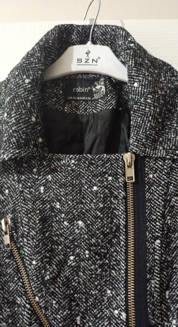 Gri Midi  Kabanı Fermuarlı - Görsel 3