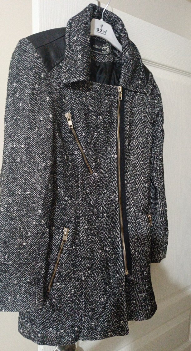 Gri Midi  Kabanı Fermuarlı - Görsel 2