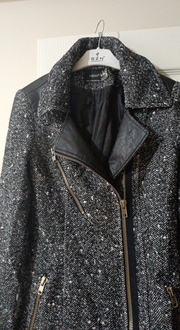 Gri Midi  Kabanı Fermuarlı - Görsel 4