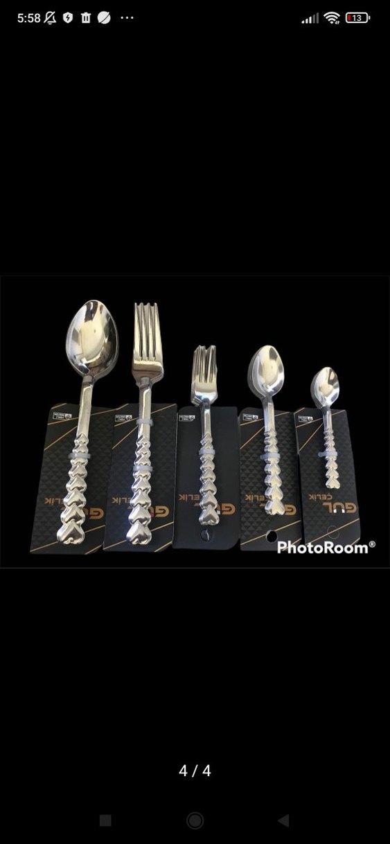 Çelik 30 Parça Çatal Kaşık Seti kalpli model - Görsel 2