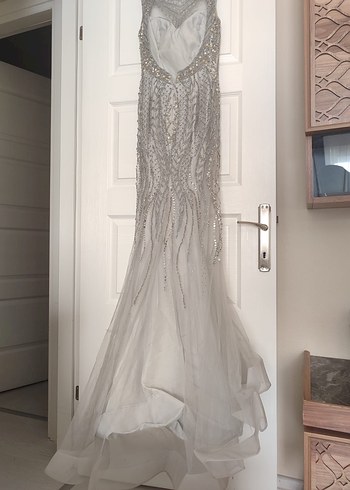 Gri Payetli Uzun Abiye Elbise - Görsel 4