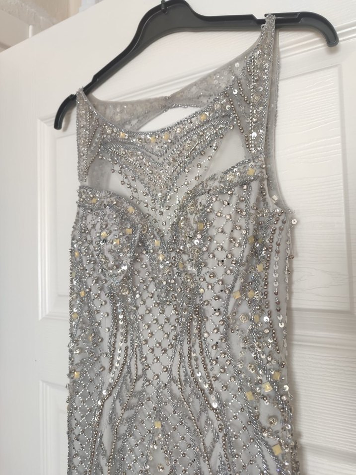 Gri Payetli Uzun Abiye Elbise - Görsel 3