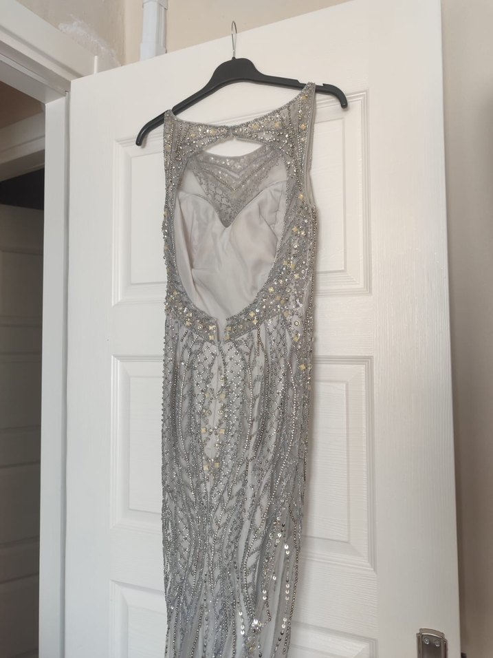 Gri Payetli Uzun Abiye Elbise - Görsel 5