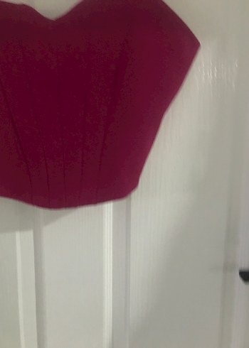 Bordo Pilili V Yaka İnce Askılı Bustiyer - Görsel 5