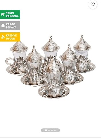 Osmanlı Motifli Çay Seti Gümüş 