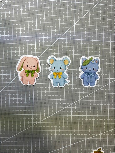 3 adet peluş hayvan sticker