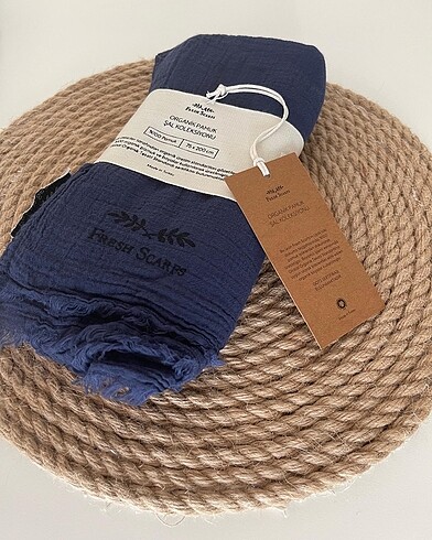 Fresh scarfs organik pamuk şal, gece mavisi