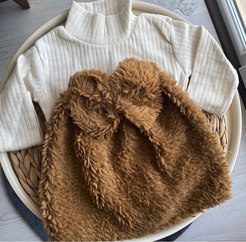 Peluş etek& krem Body