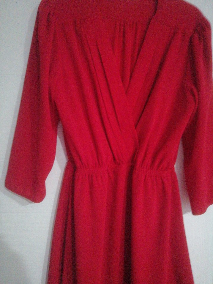 Parlak Kırmızı Midi Kadın Elbisesi - Görsel 3