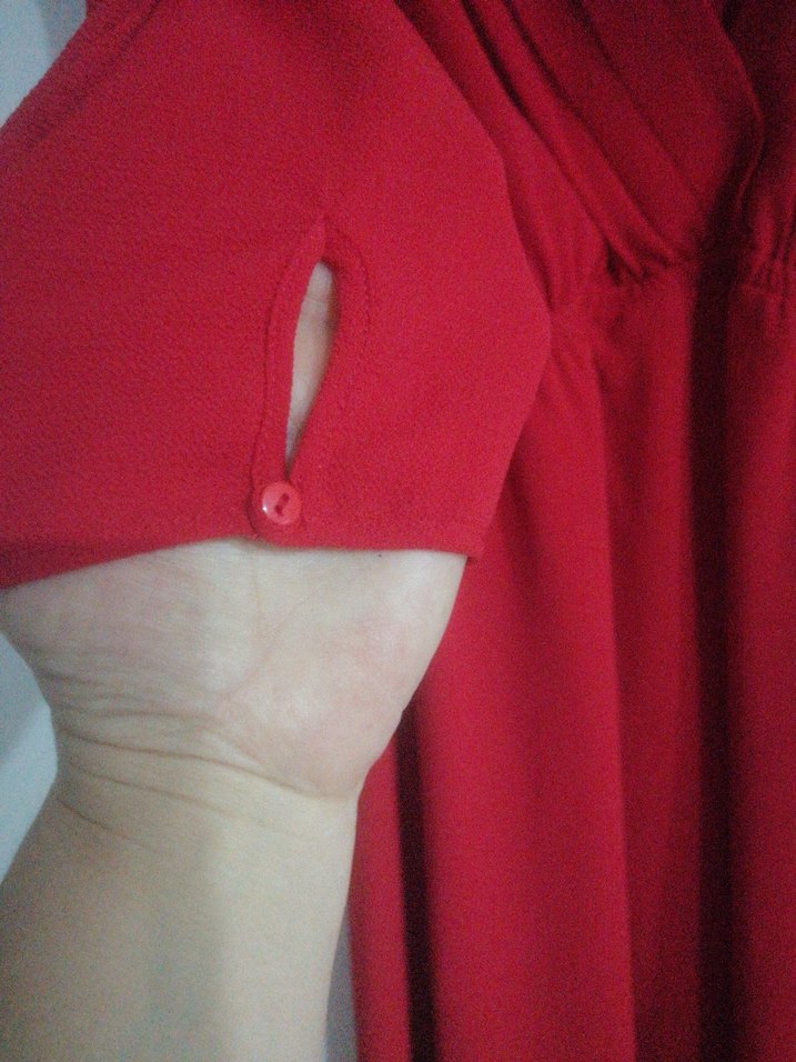 Parlak Kırmızı Midi Kadın Elbisesi - Görsel 5