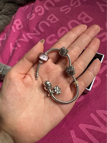 Beden gri Renk Pandora kalp klips 17cm
