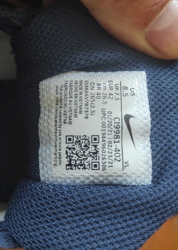 Erkek Lacivert Spor Ayakkabı örjial Nike 42 numara deforme yok - Görsel 7